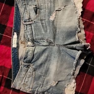 Torrid 22W Jean Shorts with lace details.